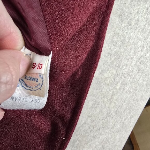 Vintage Sagamore Way Cropped Wool Jacket Burgundy Size 9/10 Button Down Lined - Picture 4 of 6